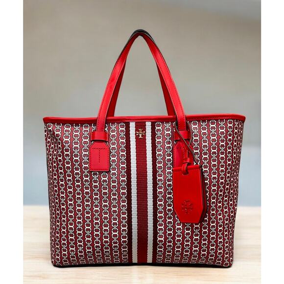 Tory Burch Gemini Link Canvas Small Tote Shoulder Bag - Picture 3 of 12